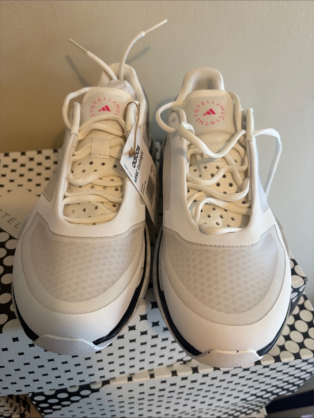Adidas by Stella McCartney Off-White Athletic Sneakers with Pink Logo